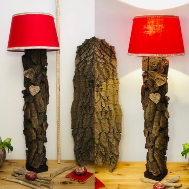 Natürliche Stehlampe aus echter Baumrinde von KreaFreiKunst by TLN - kreafreikunst.de