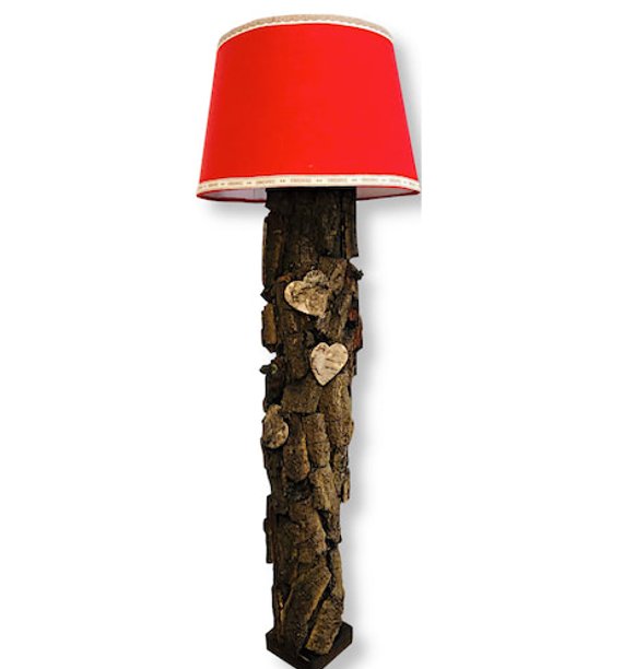 Besondere Stehlampe aus Baumrinde Kaufen - KreaFreiKunst