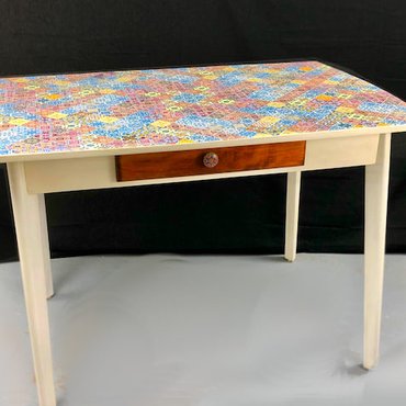 Schubladentisch Tisch mit Schublade Fliesen Muster - Möbelstyling KreaFreiKunst by TLN
